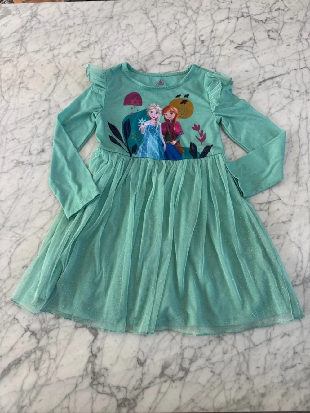 Disney Frozen Elsa and Anna Frozen Long Sleeve Nightgown Dress Sz 5/6 - Picture 1 of 5